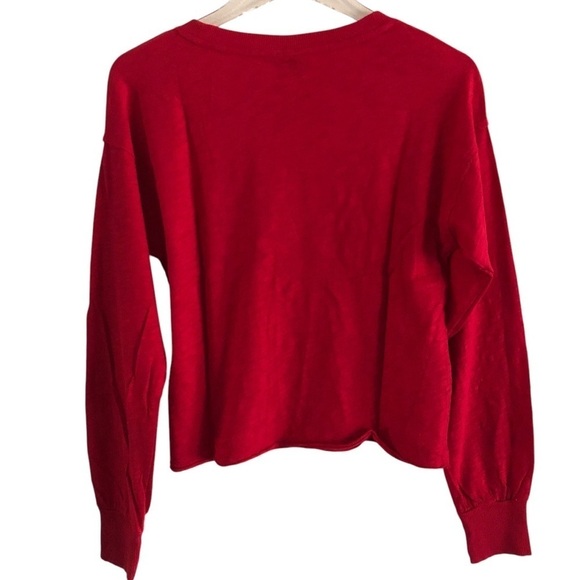 Bobi Top Long Sleeve Cropped Boxy Fit Red NWT Size XS - Picture 2 of 8